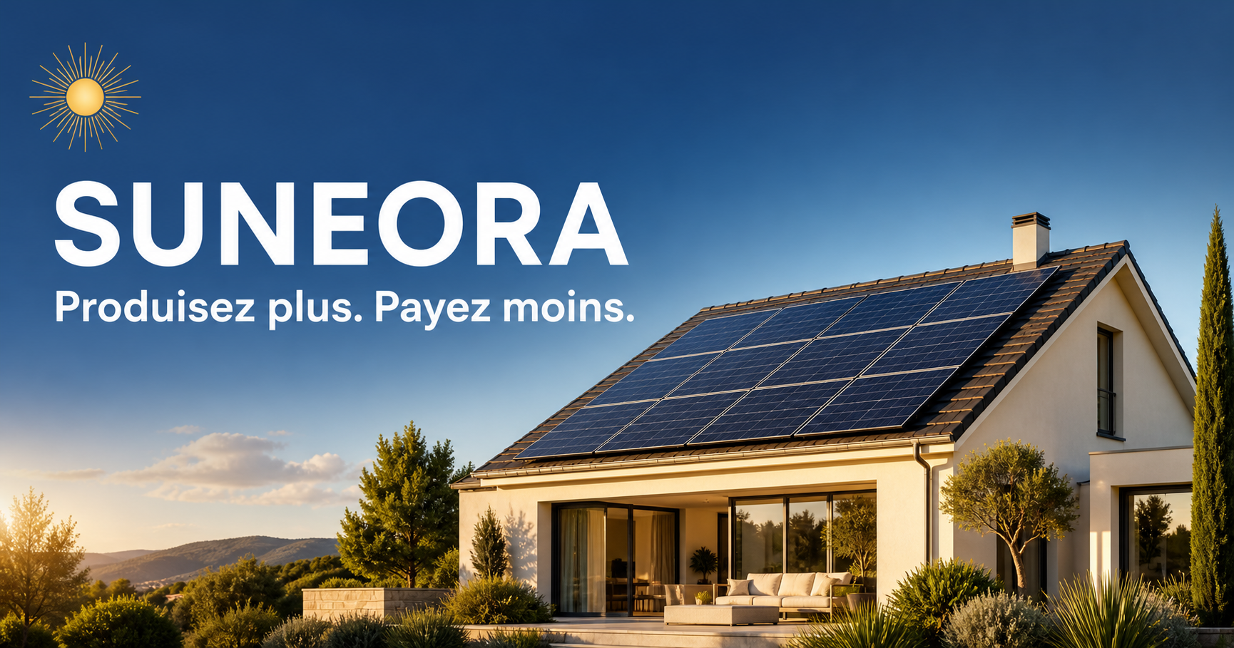 Maison moderne équipée de panneaux solaires